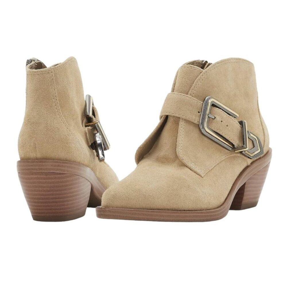 Vince Camuto Ashena Beige Block Heel Ankle Bootie Size 9 NWT $179 MSRP